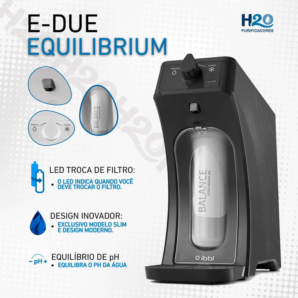 Purificador IBBL E-Due Equilibrium Grafite - Certificado INMETRO - H2O ...